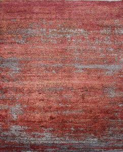 Wool & Silk of 10'0" X 14'0" Rust,Light Gray